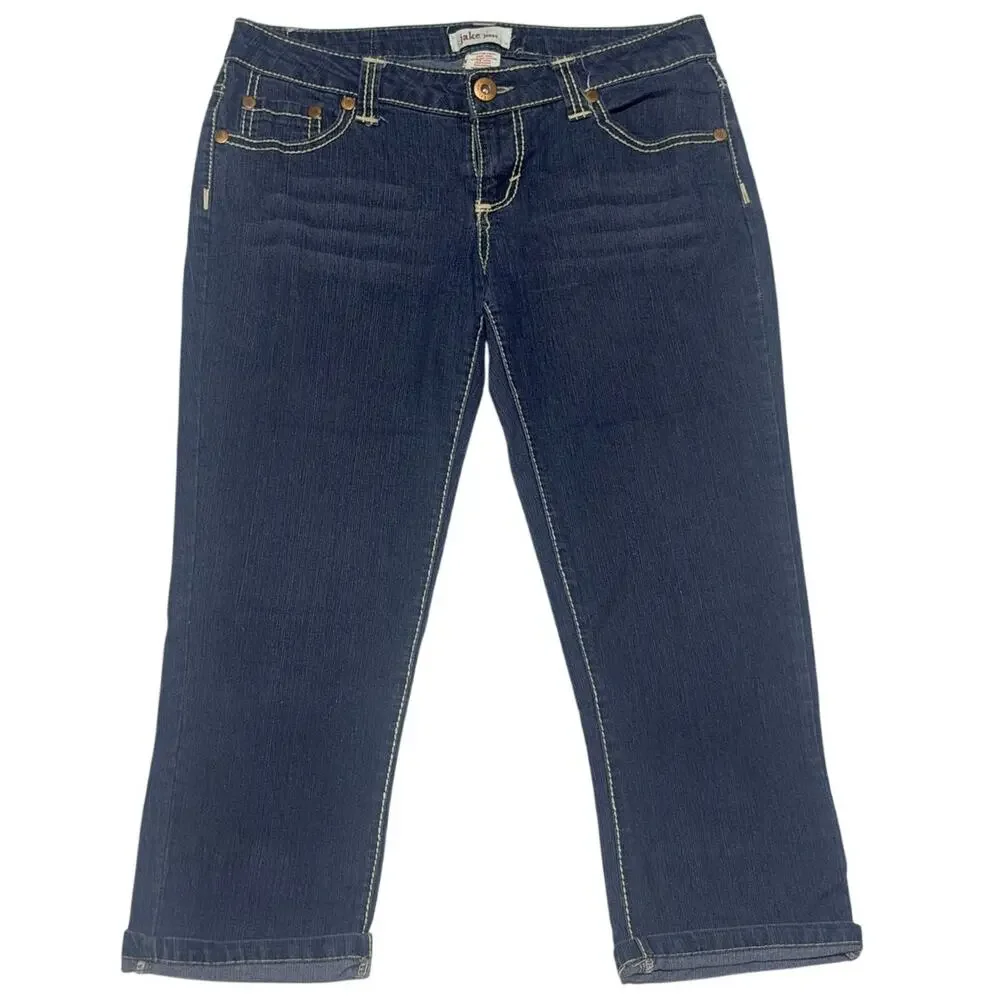 Jake Girls Dark Wash Stretch Denim Cropped Jeans Size 9 - Picture 3 of 9